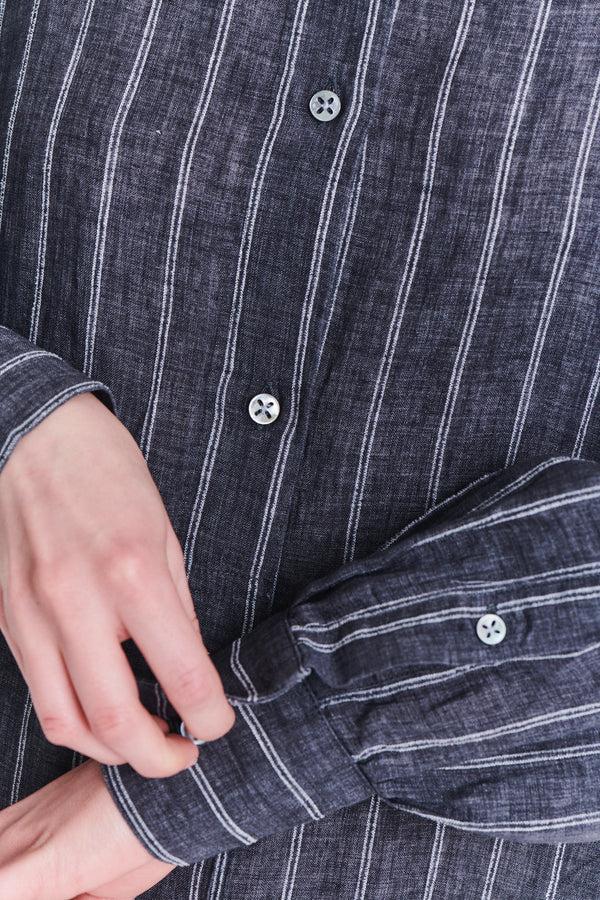 Delikatessen Versatile Dress In A Black And White Striped Portuguese Linen