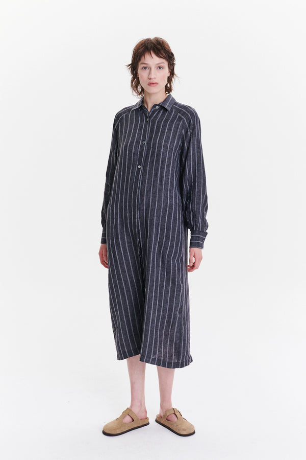 delikatessen Versatile Dress in a Black and White Striped Portuguese Linen