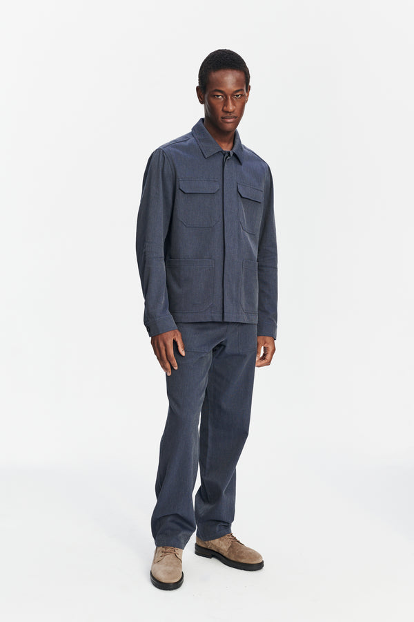 delikatessen Workwear Jacket in the Finest Steel Blue Italian Twill Cotton and Wool from Subalpino delikatessen Workwear Jacket in the Finest Steel Blue Italian Twill Cotton and Wool from Subalpino