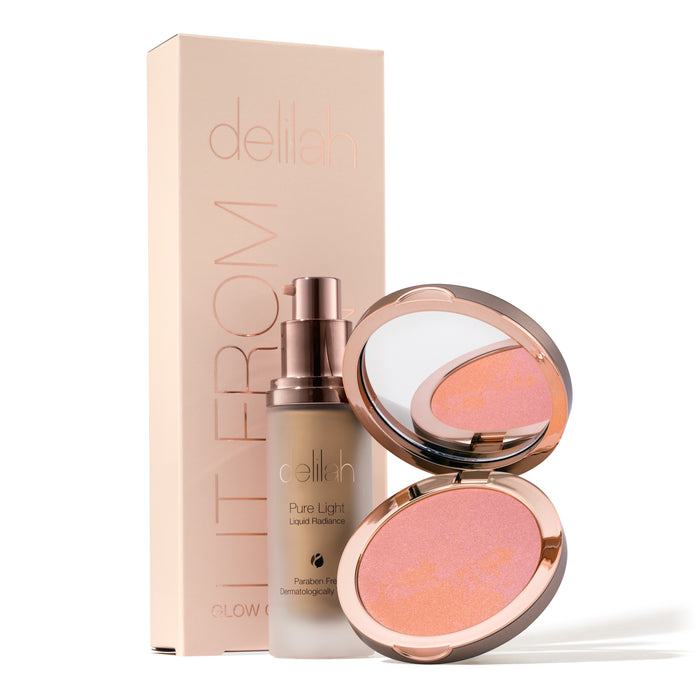 Delilah Lit From Within Collection Pure Light Illuminating Powder & Pure Light Liquid Radiance Halo & Lustre