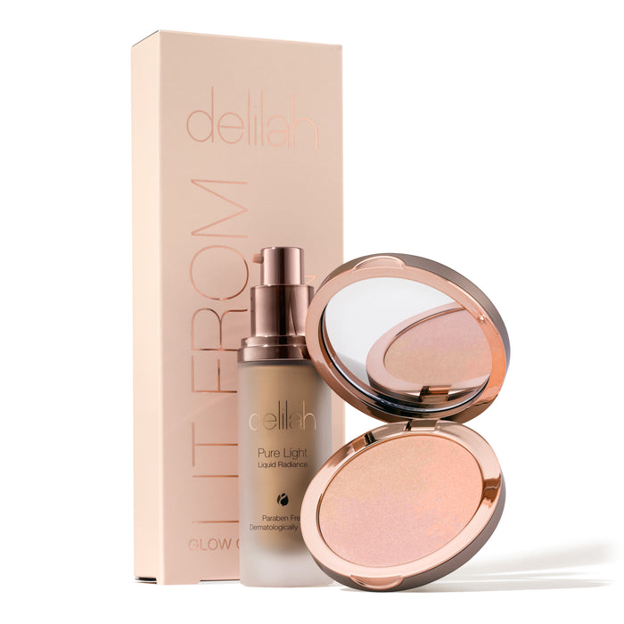 delilah Lit From Within Collection Pure Light Illuminating Powder & Pure Light Liquid Radiance Halo & Lustre delilah Lit From Within Collection Pure Light Illuminating Powder & Pure Light Liquid Radiance Halo & Lustre