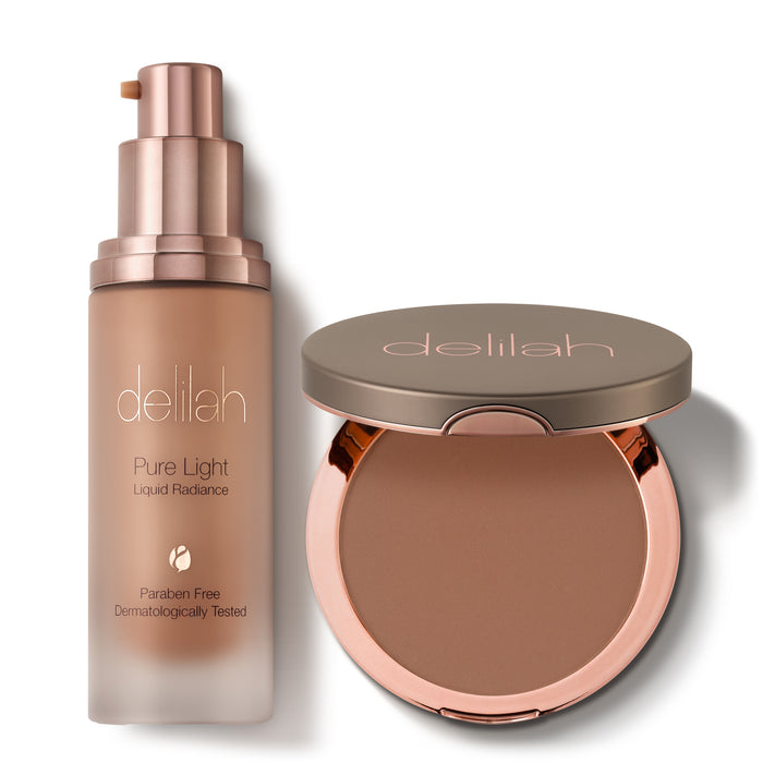 Delilah Luminous Bronze Collection Lunar Pure Light Liquid Illuminator & Mini Sunset Bronzer Light/Medium Default Variant