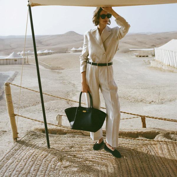 Demellier The New York | Black Small Grain | DeMellier