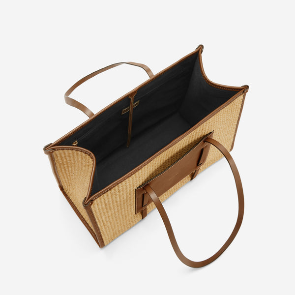 Demellier The Capri | Warm Raffia Tan Smooth Ecru Stitching | DeMellier