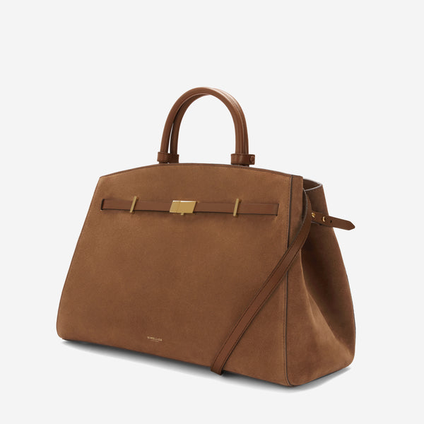Demellier The Hudson | Deep Tan Suede & Tan Smooth | DeMellier