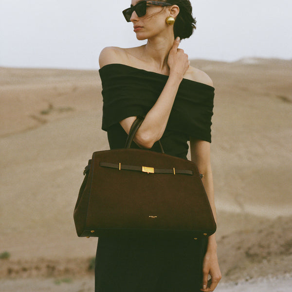 Demellier The Hudson | Mocha Suede & Mocha Smooth | DeMellier
