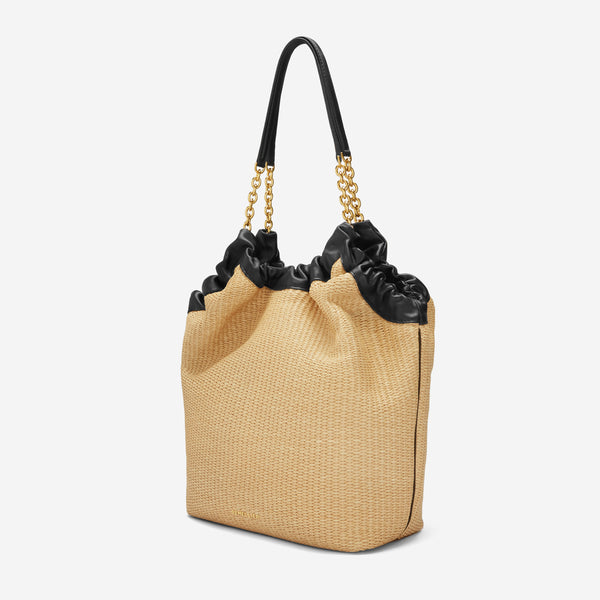 Demellier The Miami | Warm Raffia Black Smooth | DeMellier