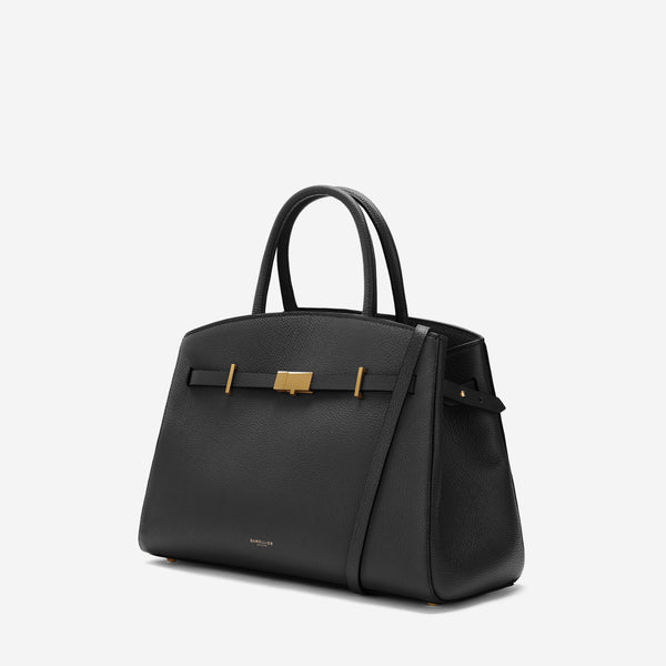 Demellier The Midi Hudson | Black Small Grain | DeMellier