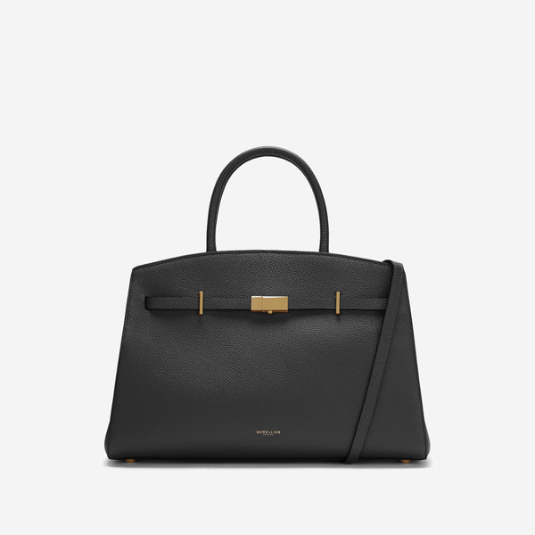 demellier The Midi Hudson | Black Small Grain | DeMellier