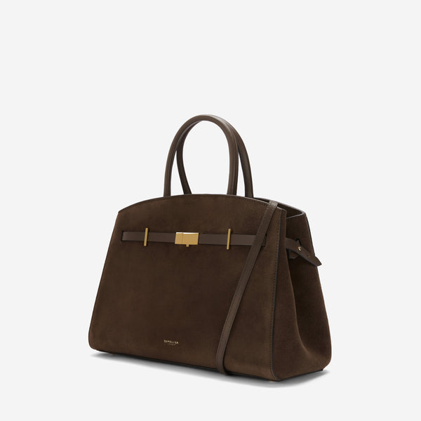 Demellier The Midi Hudson | Mocha Suede & Mocha Smooth | DeMellier