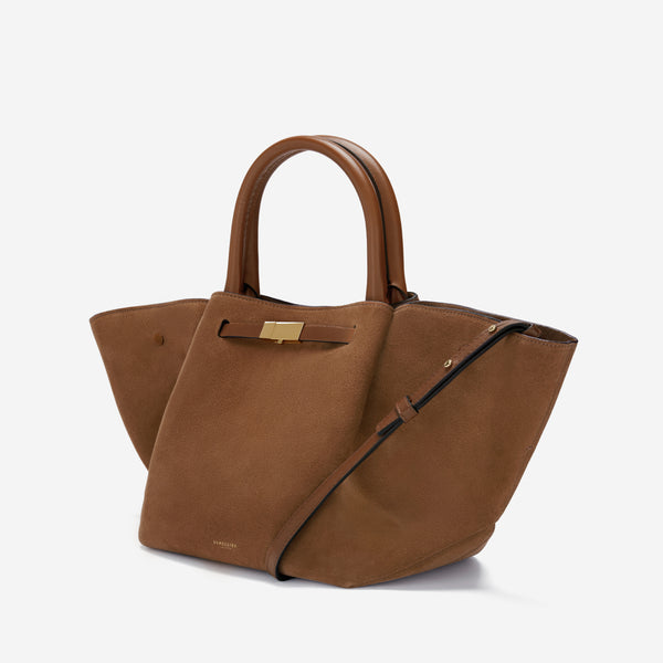 Demellier The Midi New York | Deep Tan Suede & Tan Smooth | DeMellier