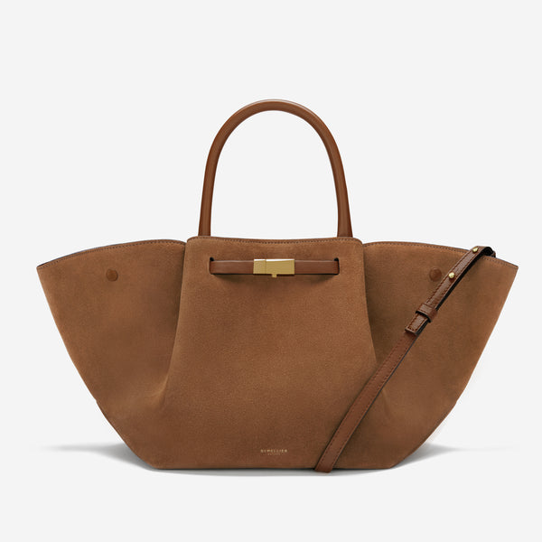 demellier The Midi New York | Deep Tan Suede & Tan Smooth | DeMellier