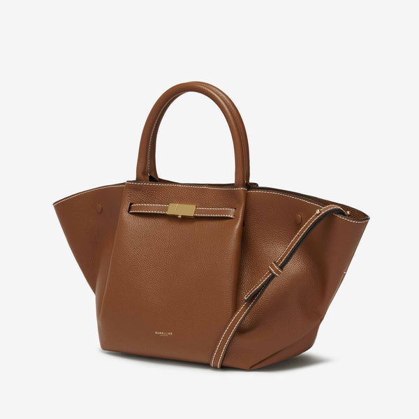 Demellier The Midi New York | Tan Small Grain Ecru Stitching | DeMellier
