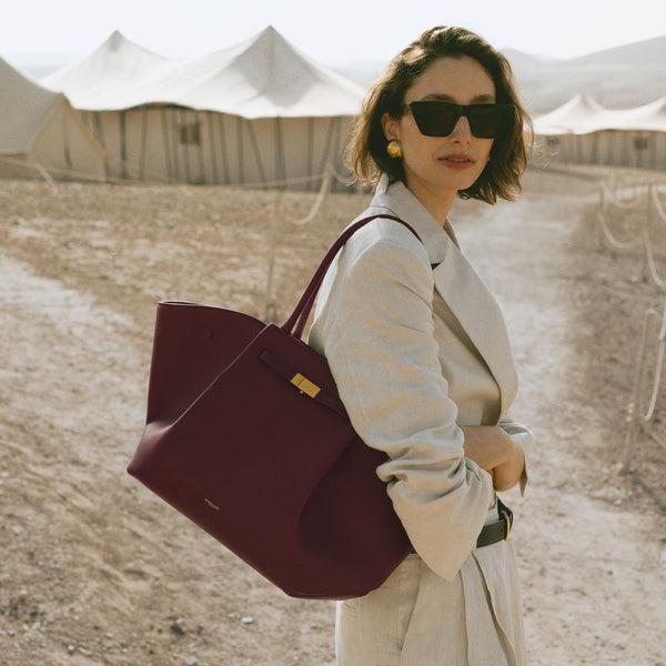 Demellier The New York | Burgundy Small Grain | DeMellier