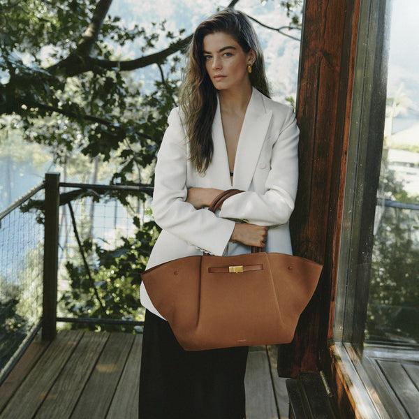 Demellier The New York | Deep Tan Suede & Tan Smooth | DeMellier