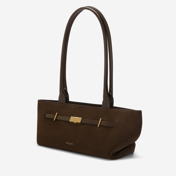 Demellier The New York Shoulder | Mocha Suede & Mocha Smooth | DeMellier