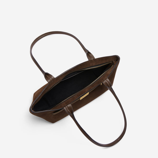 Demellier The New York Shoulder | Mocha Suede & Mocha Smooth | DeMellier