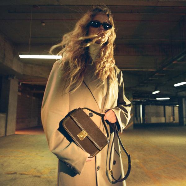 Demellier The Paris Crossbody | Mocha Suede & Mocha Smooth | DeMellier