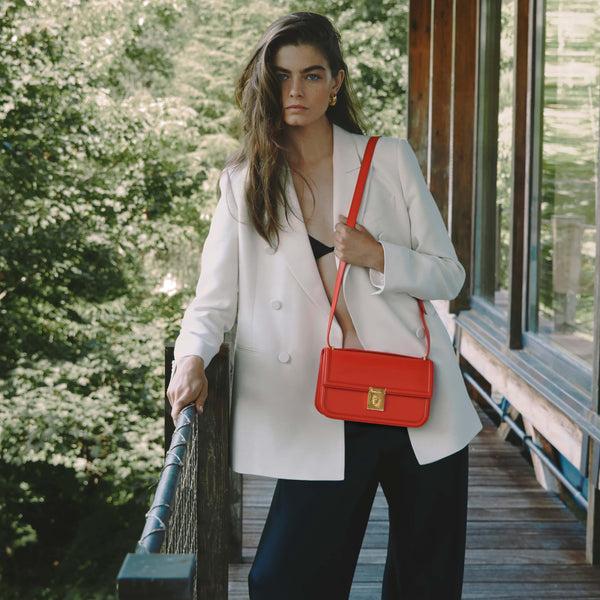 Demellier The Paris Crossbody | Poppy Red Smooth | DeMellier