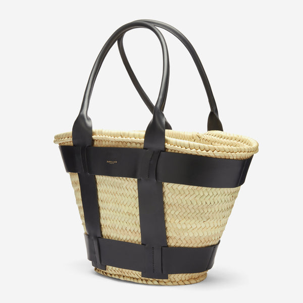 Demellier The Santorini | Natural Basket Black Smooth | DeMellier