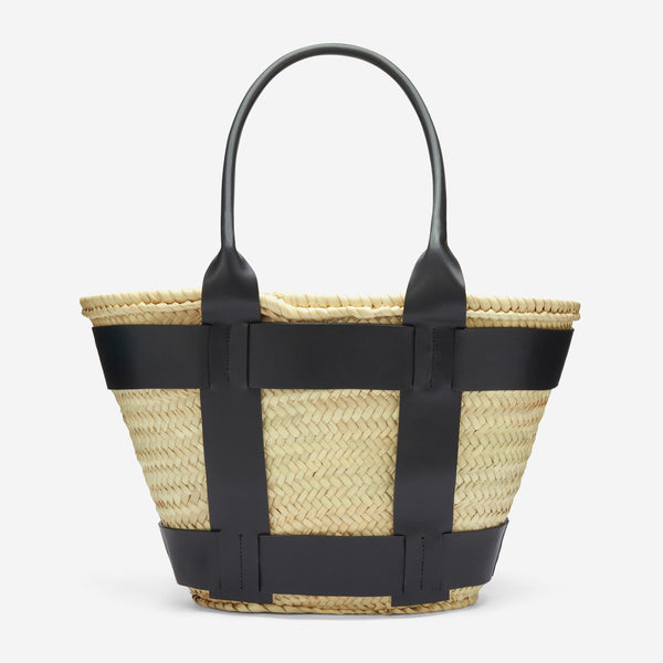 Demellier The Santorini | Natural Basket Black Smooth | DeMellier