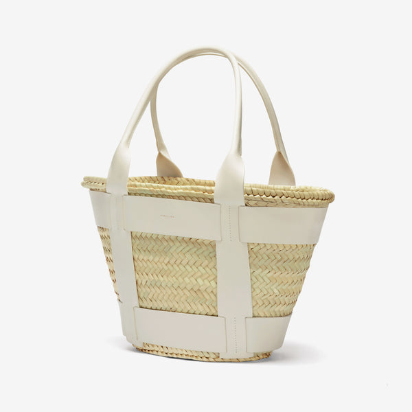 Demellier The Santorini | Natural Basket Off-White Smooth | DeMellier