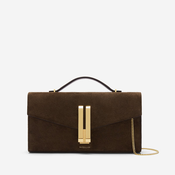 demellier The Vancouver Clutch | Mocha Suede & Mocha Smooth