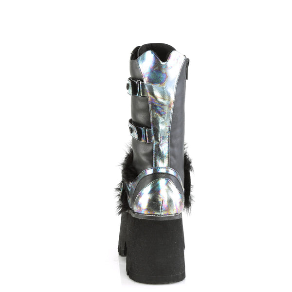 Demonia Ashes-120 Black Vegan Leather Green Multi Oil