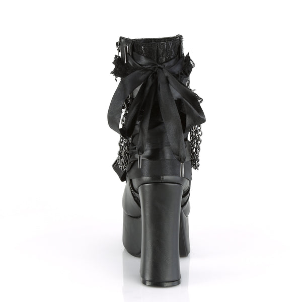 Demonia Charade-110 Black Vegan Leather-Lace Overlay
