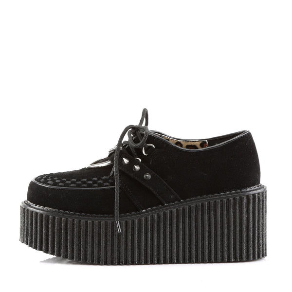 Demonia Creeper-206 Black Vegan Suede-Vegan Leather