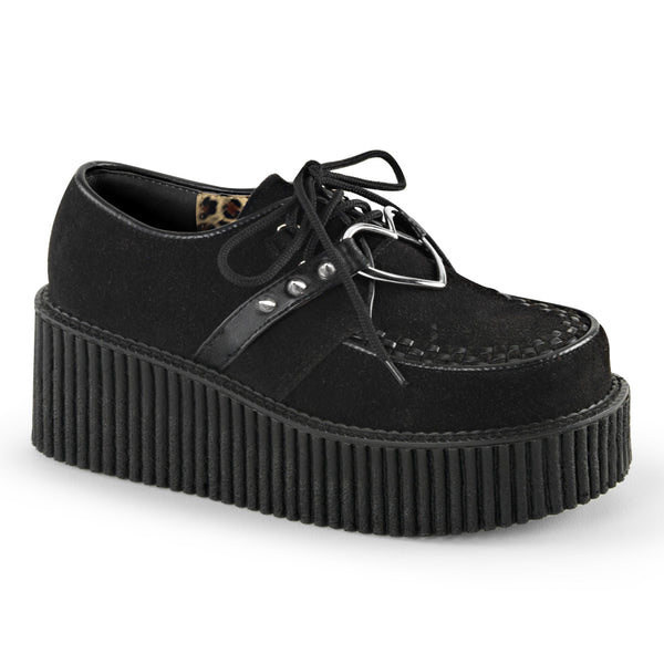 demonia Creeper-206 Black Vegan Suede-Vegan Leather
