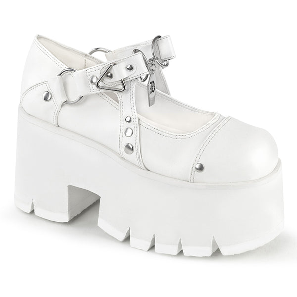 demonia Ashes-33 White Vegan Leather
