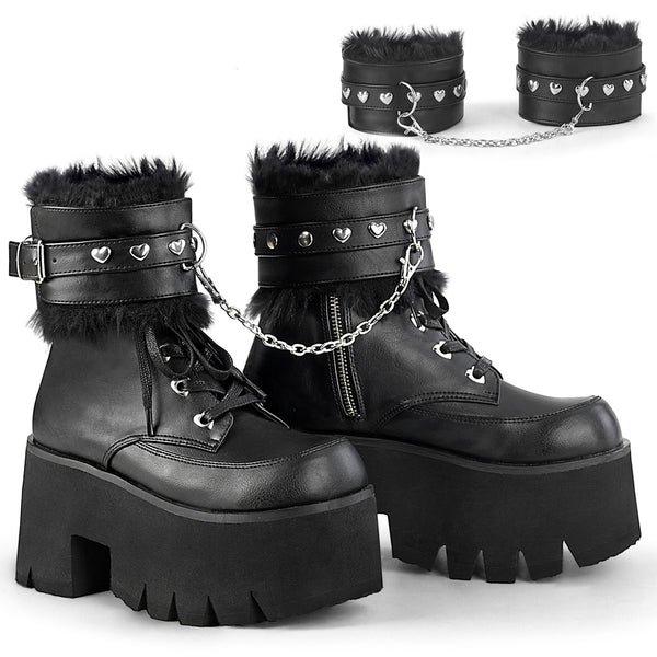demonia Ashes-57 Black Vegan Leather
