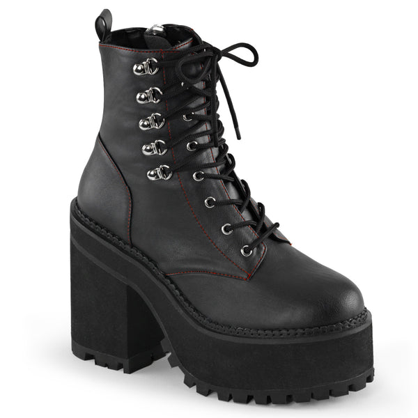 demonia Assault-100 Black Vegan Leather