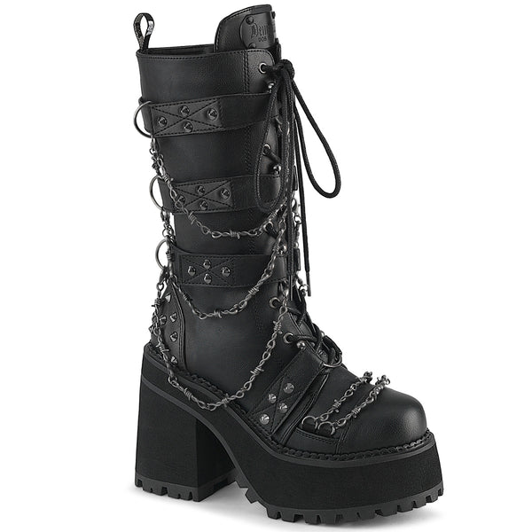 demonia Assault-117 Black Vegan Leather