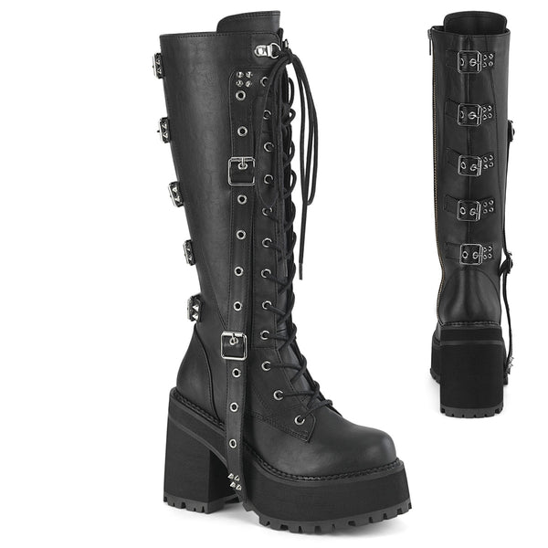 demonia Assault-218 Black Vegan Leather