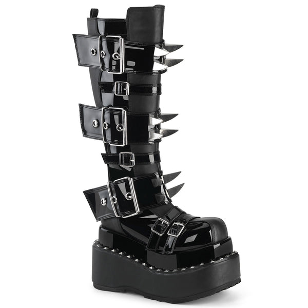 demonia Bear-215 Black Vegan Leather-Patent