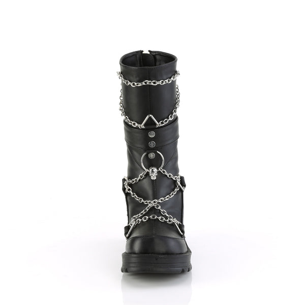 Demonia Bratty-120 Black Vegan Leather