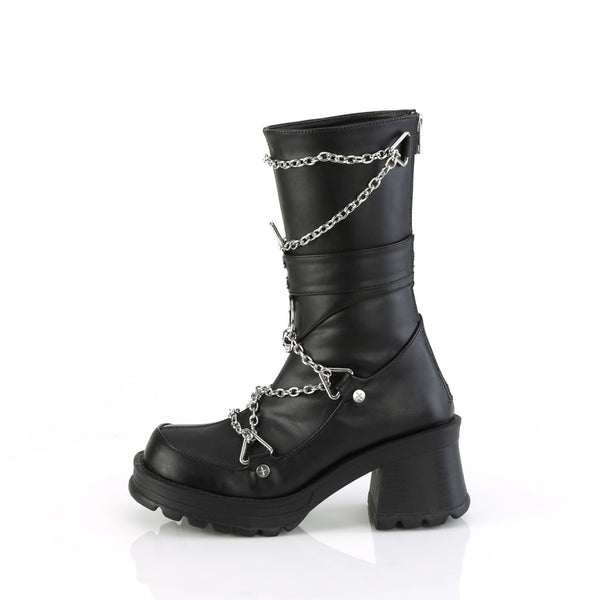 Demonia Bratty-120 Black Vegan Leather