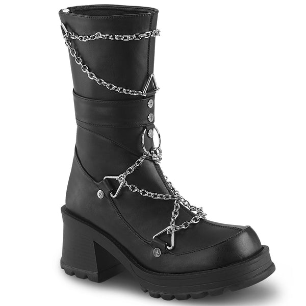 demonia Bratty-120 Black Vegan Leather