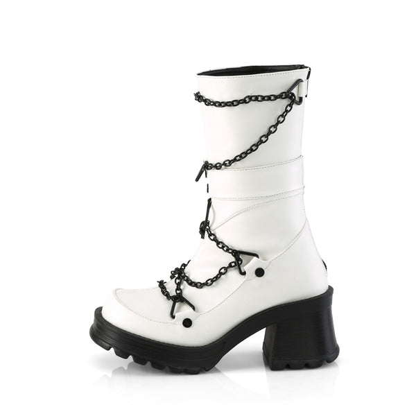 Demonia Bratty-120 White Vegan Leather
