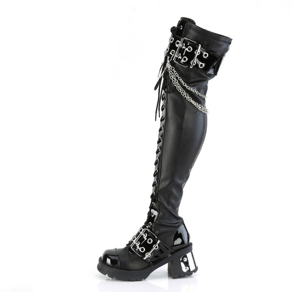 Demonia Bratty-304 Black Stretch Vegan Leather