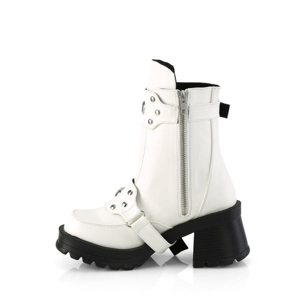 Demonia Bratty-56 White Vegan Leather