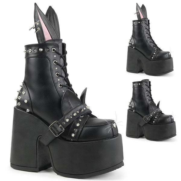 demonia Camel-202 Black Vegan Leather