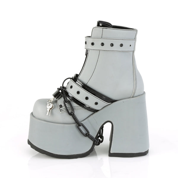 Demonia Camel-205 Gray Reflective Vegan Leather