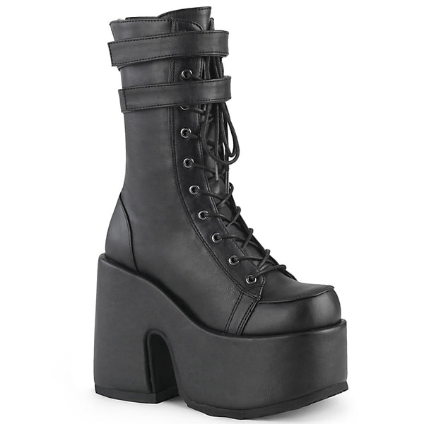 demonia Camel-250 Black Vegan Leather