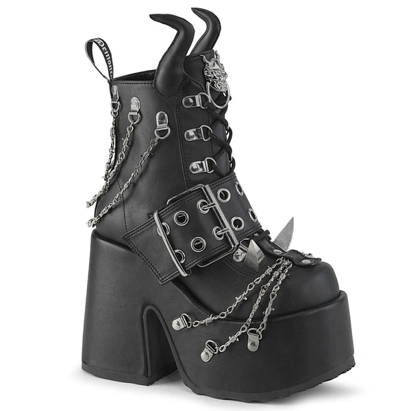 demonia Camel-64 Black Vegan Leather