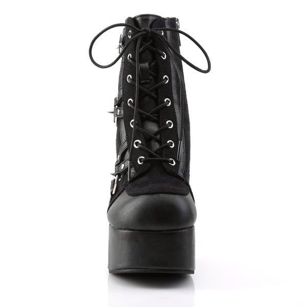 Demonia Charade-100 Black Vegan Leather-Suede