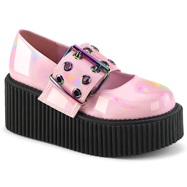 demonia Creeper-230 Baby Pink Holo Patent