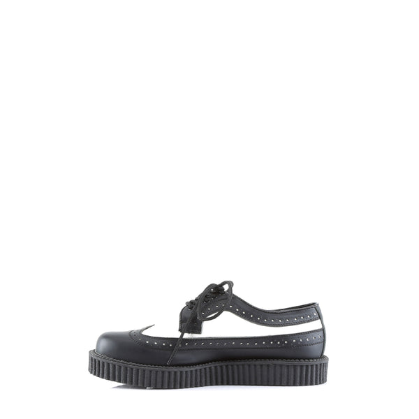 Demonia Creeper-608 Black-White Leather